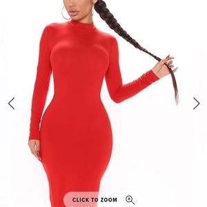 Fashion nova midi red dress